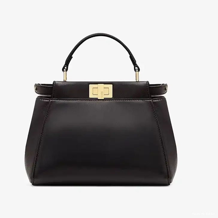 HOT Handbag In Mini Black Leather Fendi Nappa Peekaboo Iconic 0505